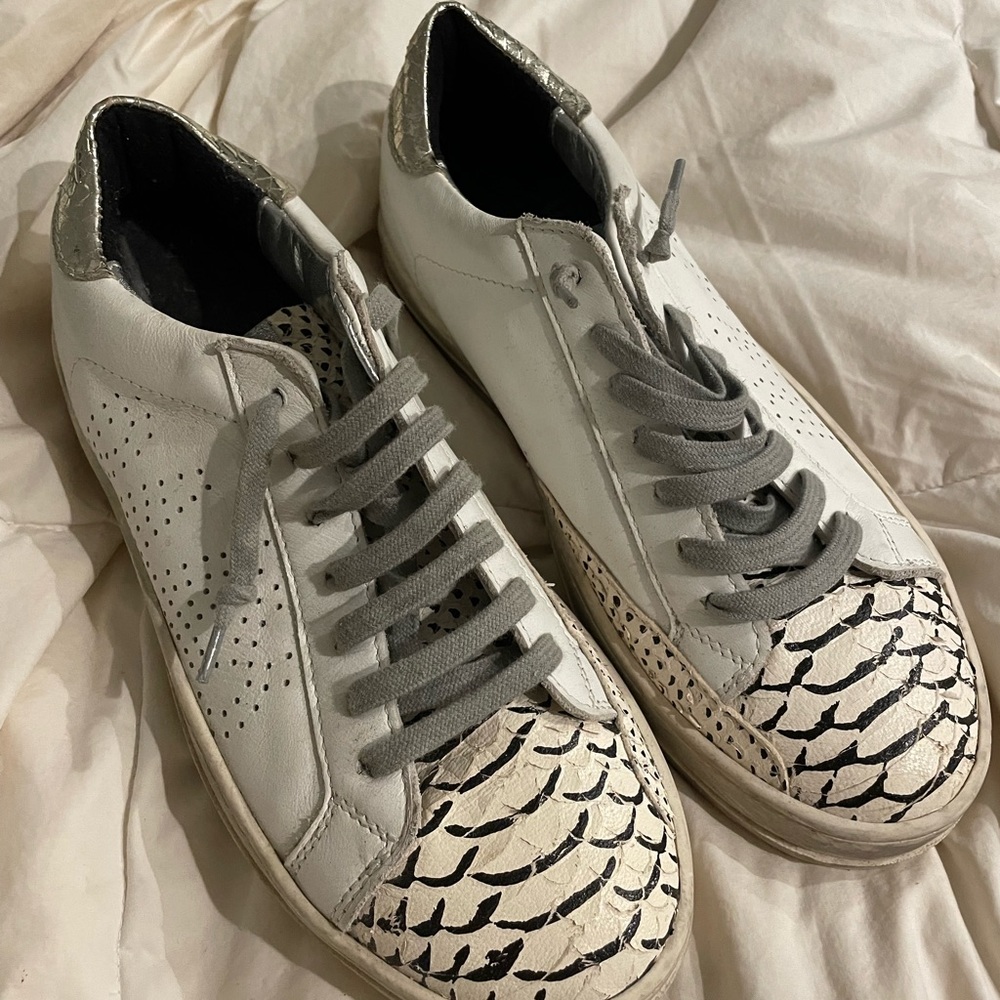 P448 White Leather Low Top Sneakers